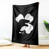 Funny St Patricks Day Dinosaur Shamrock Throw Blanket