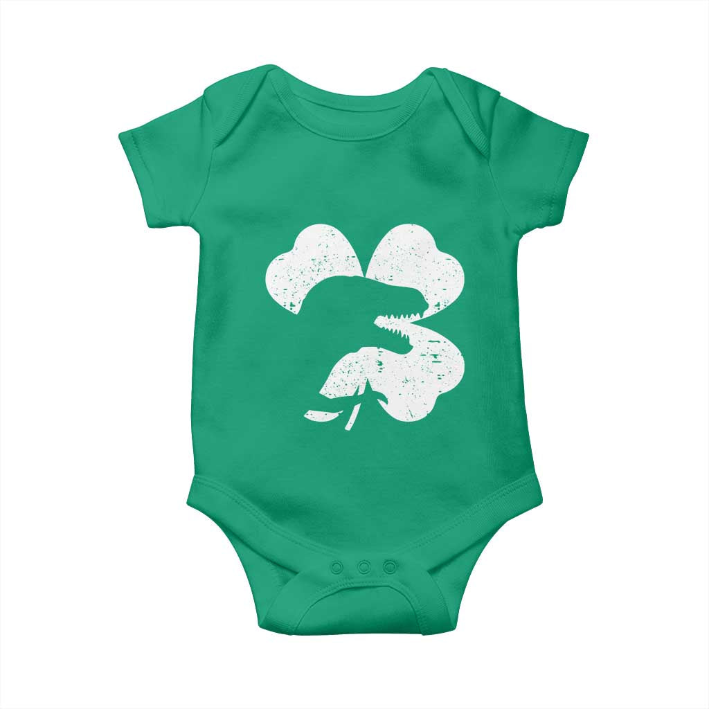 Funny St Patricks Day Dinosaur Shamrock Baby Onesie