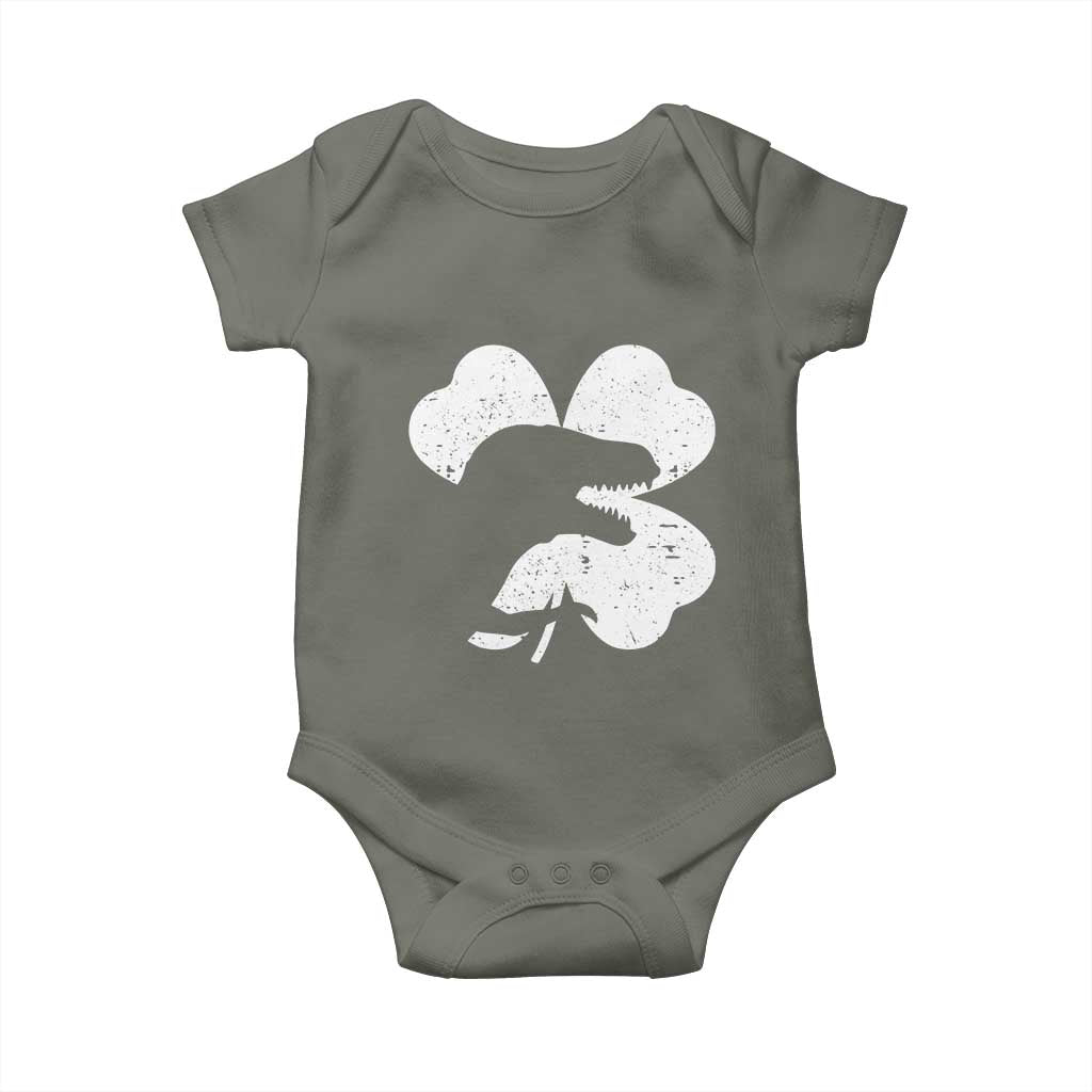 Funny St Patricks Day Dinosaur Shamrock Baby Onesie