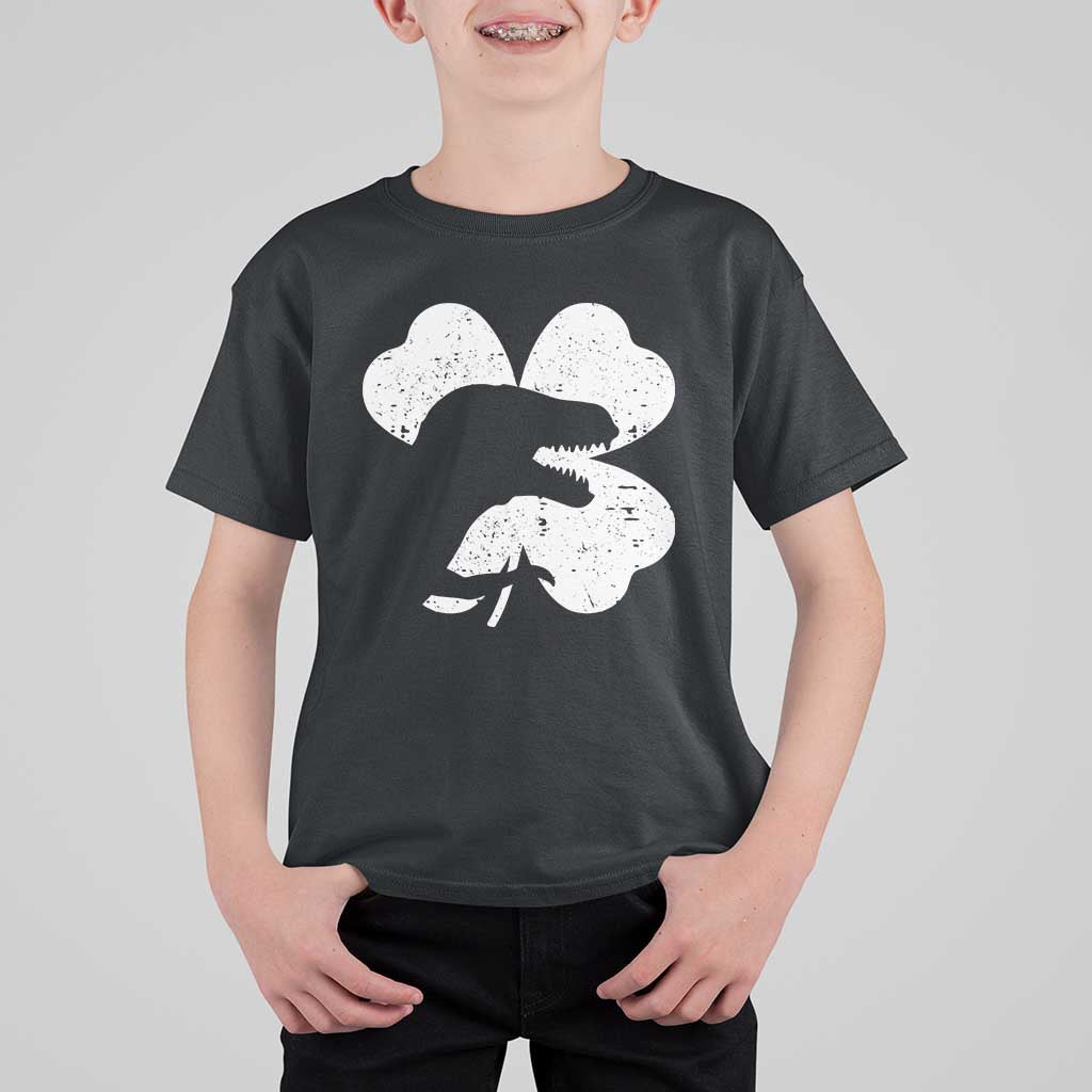 Funny St Patricks Day Dinosaur Shamrock T Shirt For Kid