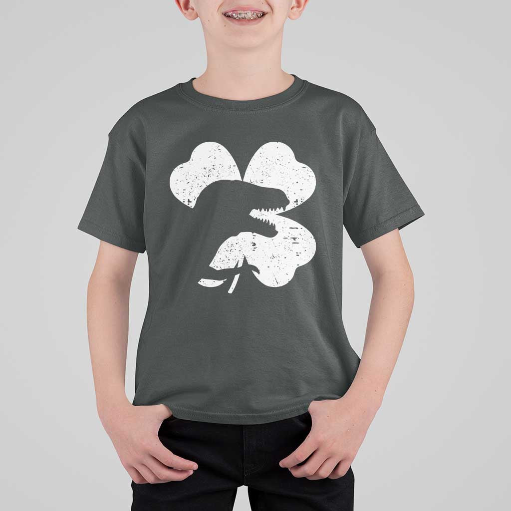 Funny St Patricks Day Dinosaur Shamrock T Shirt For Kid