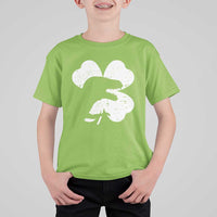 Funny St Patricks Day Dinosaur Shamrock T Shirt For Kid