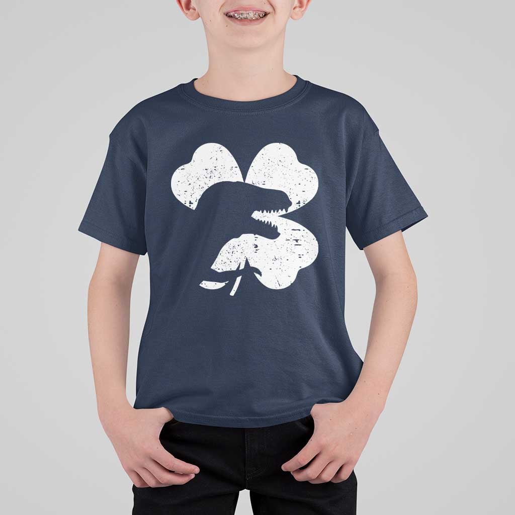 Funny St Patricks Day Dinosaur Shamrock T Shirt For Kid