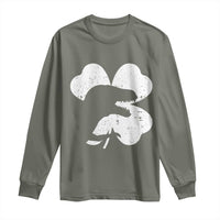 Funny St Patricks Day Dinosaur Shamrock Long Sleeve Shirt