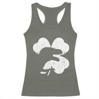 Funny St Patricks Day Dinosaur Shamrock Racerback Tank Top