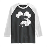 Funny St Patricks Day Dinosaur Shamrock Raglan Shirt