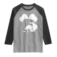 Funny St Patricks Day Dinosaur Shamrock Raglan Shirt