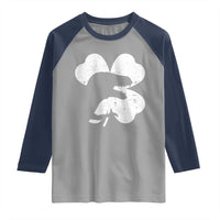 Funny St Patricks Day Dinosaur Shamrock Raglan Shirt