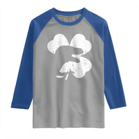 Funny St Patricks Day Dinosaur Shamrock Raglan Shirt