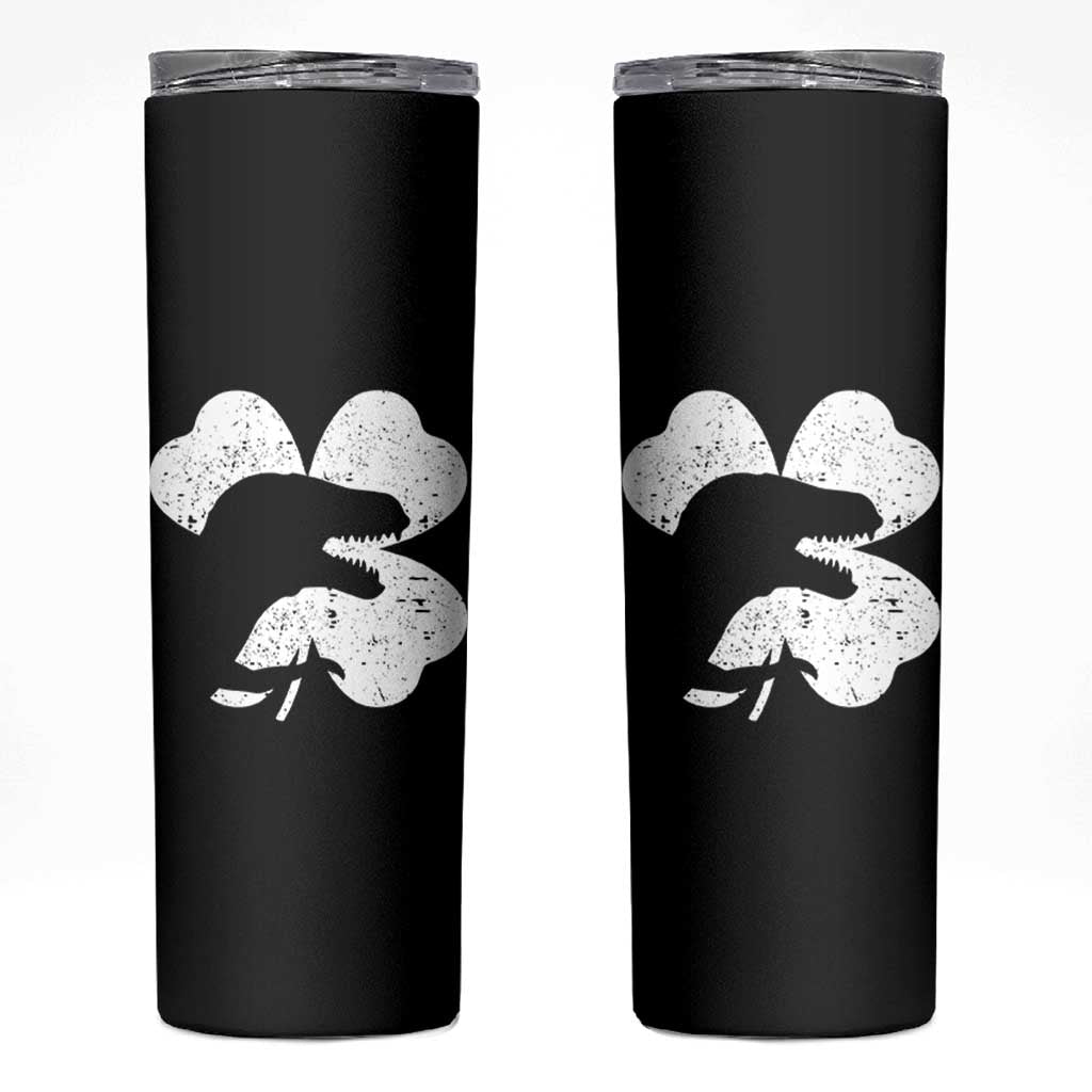 Funny St Patricks Day Dinosaur Shamrock Skinny Tumbler