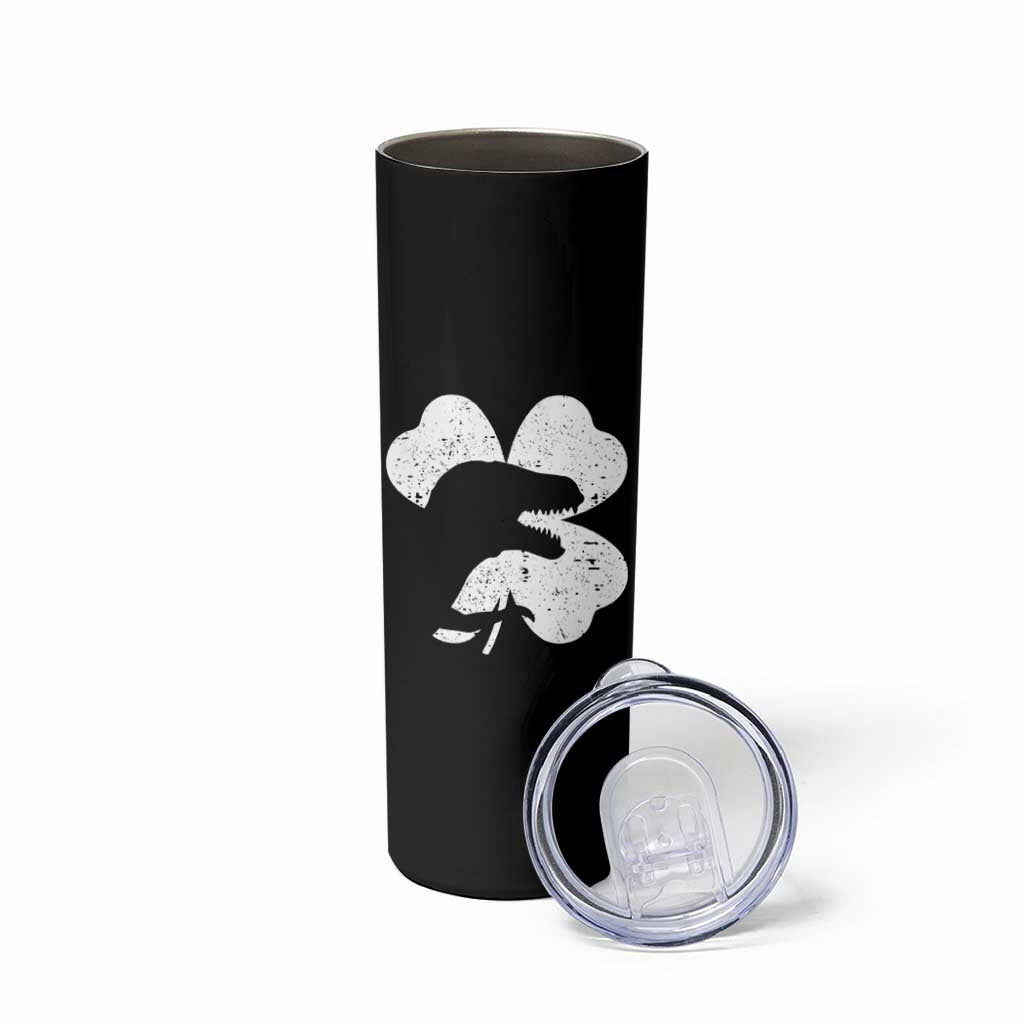 Funny St Patricks Day Dinosaur Shamrock Skinny Tumbler