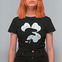 Funny St Patricks Day Dinosaur Shamrock T Shirt For Women