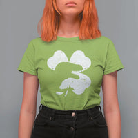 Funny St Patricks Day Dinosaur Shamrock T Shirt For Women