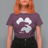 Funny St Patricks Day Dinosaur Shamrock T Shirt For Women
