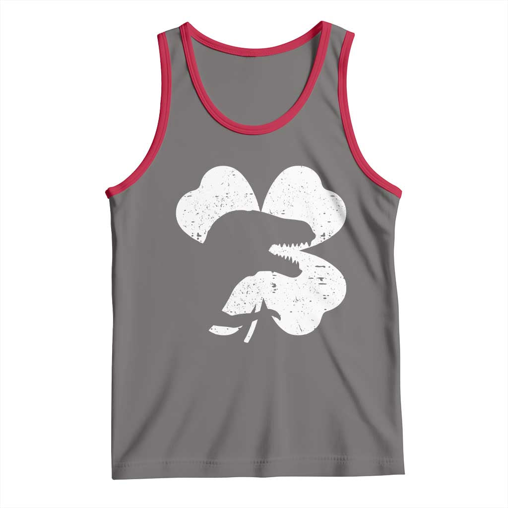 Funny St Patricks Day Dinosaur Shamrock Tank Top