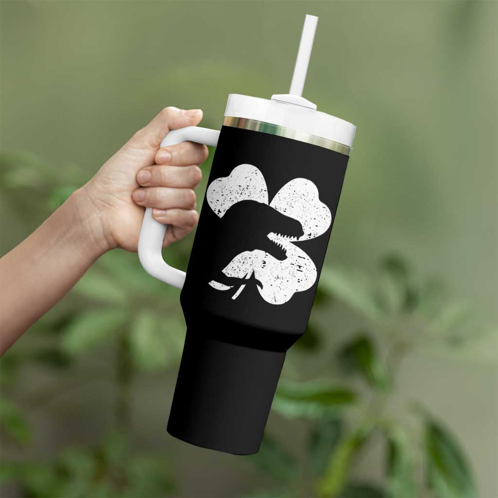 Funny St Patricks Day Dinosaur Shamrock Tumbler With Handle