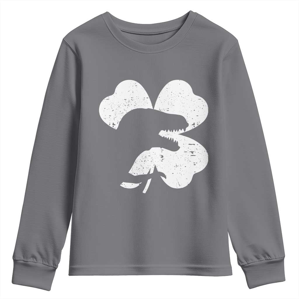 Funny St Patricks Day Dinosaur Shamrock Youth Sweatshirt