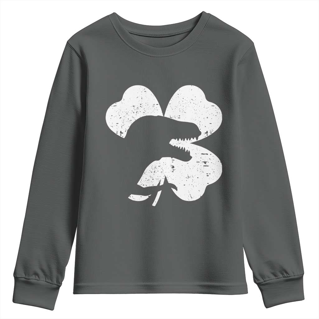 Funny St Patricks Day Dinosaur Shamrock Youth Sweatshirt