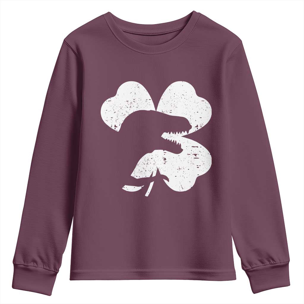 Funny St Patricks Day Dinosaur Shamrock Youth Sweatshirt