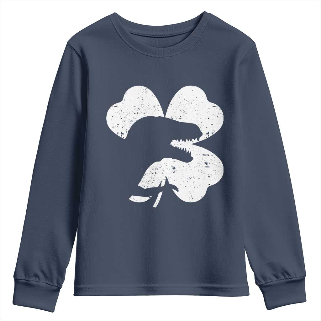 Funny St Patricks Day Dinosaur Shamrock Youth Sweatshirt