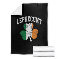 Funny Leprecunt St Patricks Day Throw Blanket Vintage Irish Shamrock Adult Humor