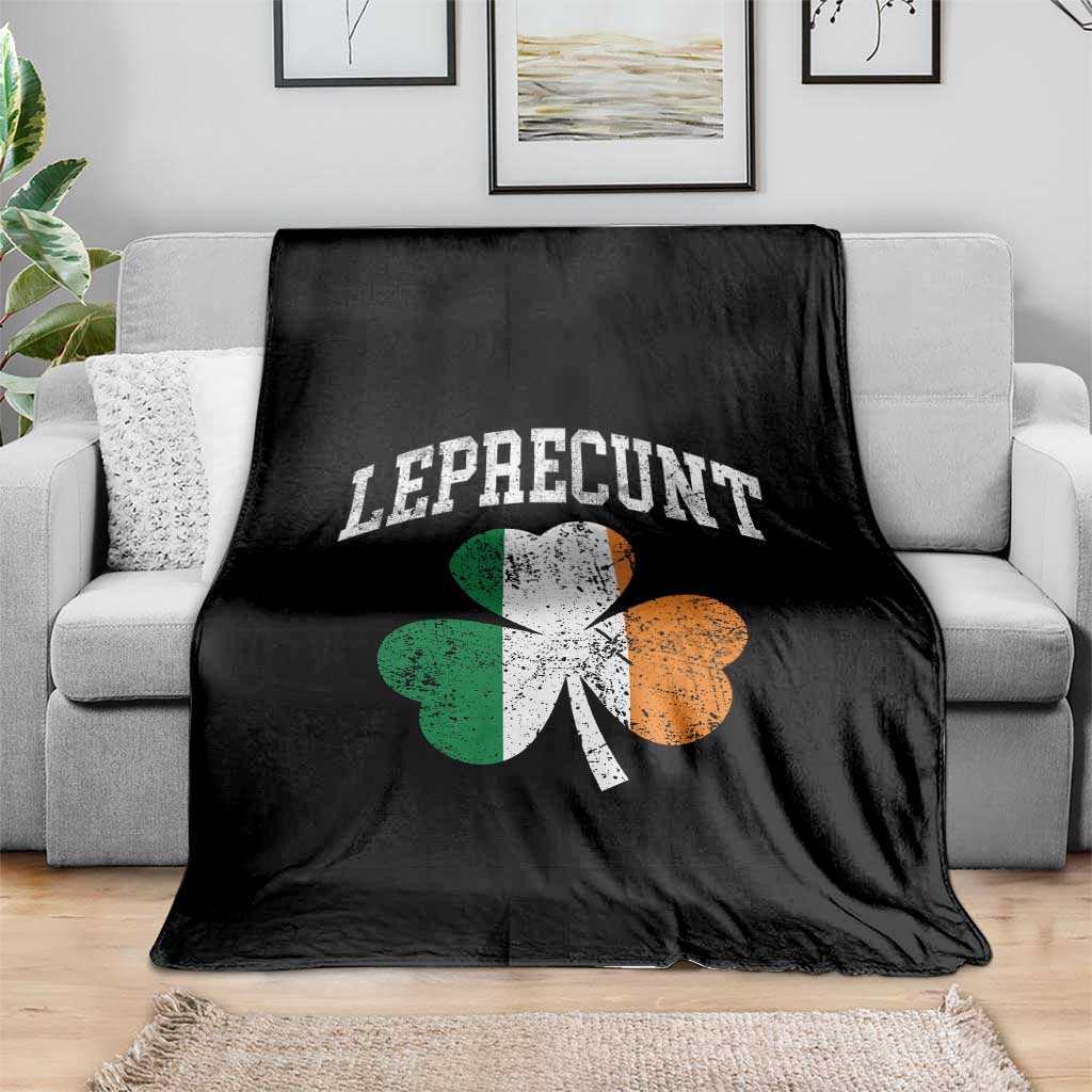 Funny Leprecunt St Patricks Day Throw Blanket Vintage Irish Shamrock Adult Humor