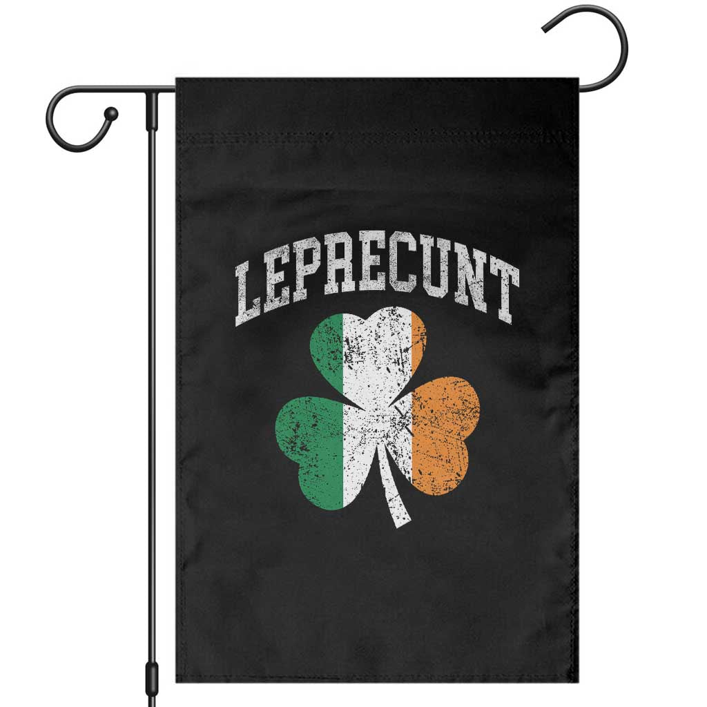 Funny Leprecunt St Patricks Day Garden Flag Vintage Irish Shamrock Adult Humor