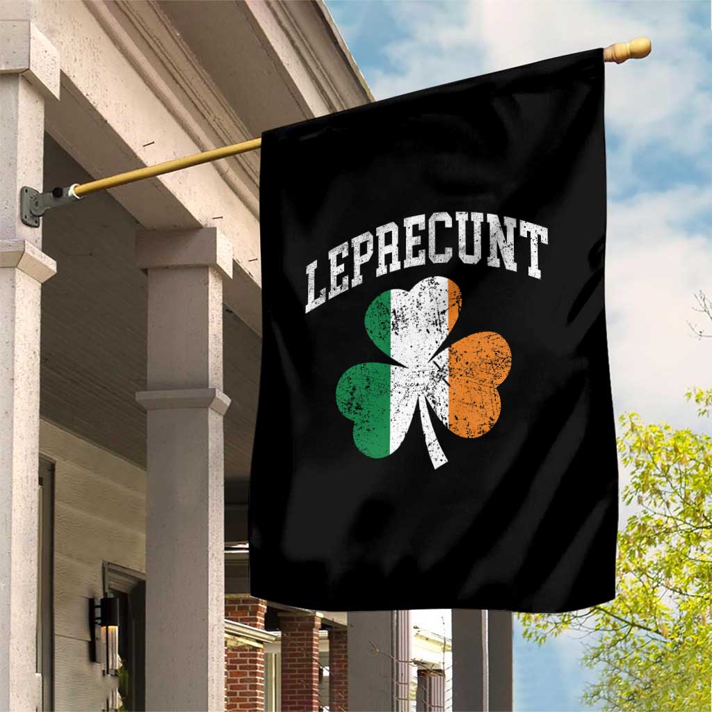 Funny Leprecunt St Patricks Day Garden Flag Vintage Irish Shamrock Adult Humor