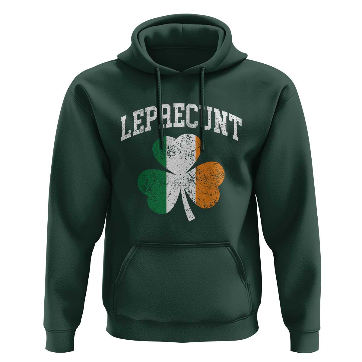 Funny Leprecunt St Patricks Day Hoodie Vintage Irish Shamrock Adult Humor
