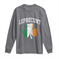 Funny Leprecunt St Patricks Day Long Sleeve Shirt Vintage Irish Shamrock Adult Humor