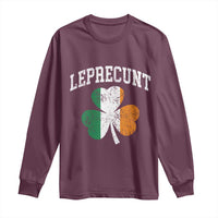 Funny Leprecunt St Patricks Day Long Sleeve Shirt Vintage Irish Shamrock Adult Humor