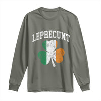 Funny Leprecunt St Patricks Day Long Sleeve Shirt Vintage Irish Shamrock Adult Humor