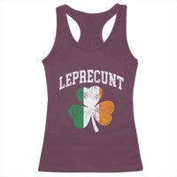 Funny Leprecunt St Patricks Day Racerback Tank Top Vintage Irish Shamrock Adult Humor