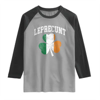 Funny Leprecunt St Patricks Day Raglan Shirt Vintage Irish Shamrock Adult Humor