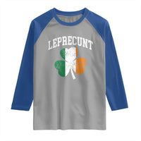 Funny Leprecunt St Patricks Day Raglan Shirt Vintage Irish Shamrock Adult Humor