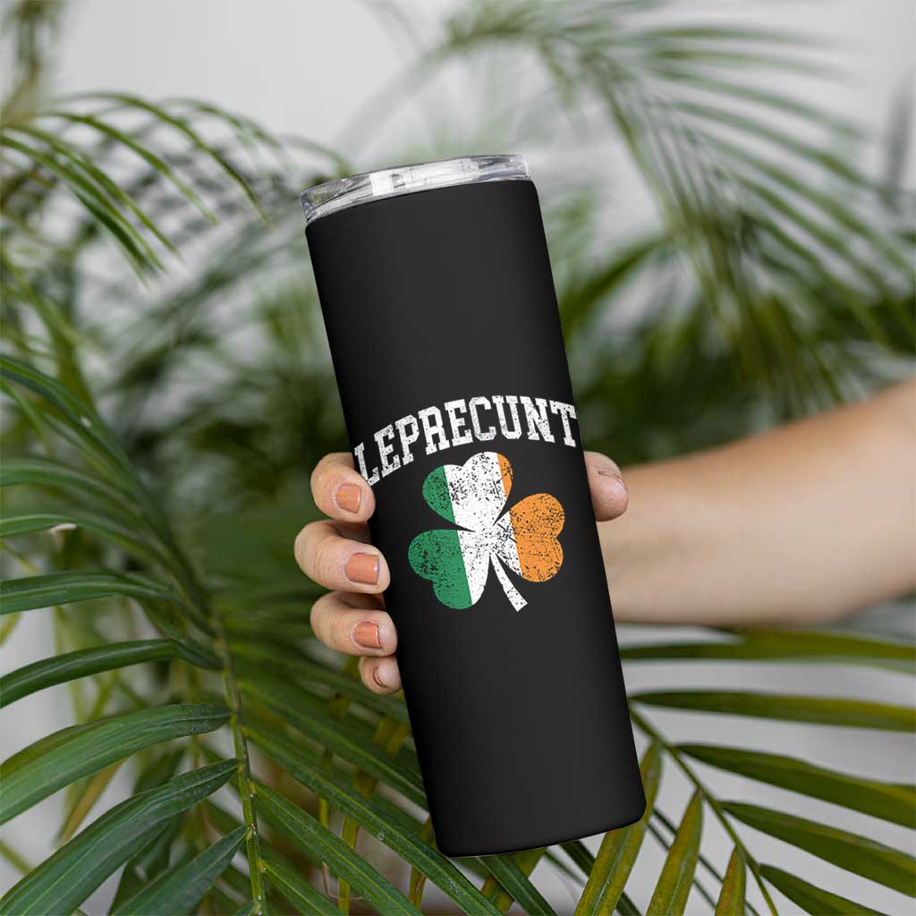 Funny Leprecunt St Patricks Day Skinny Tumbler Vintage Irish Shamrock Adult Humor