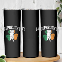 Funny Leprecunt St Patricks Day Skinny Tumbler Vintage Irish Shamrock Adult Humor