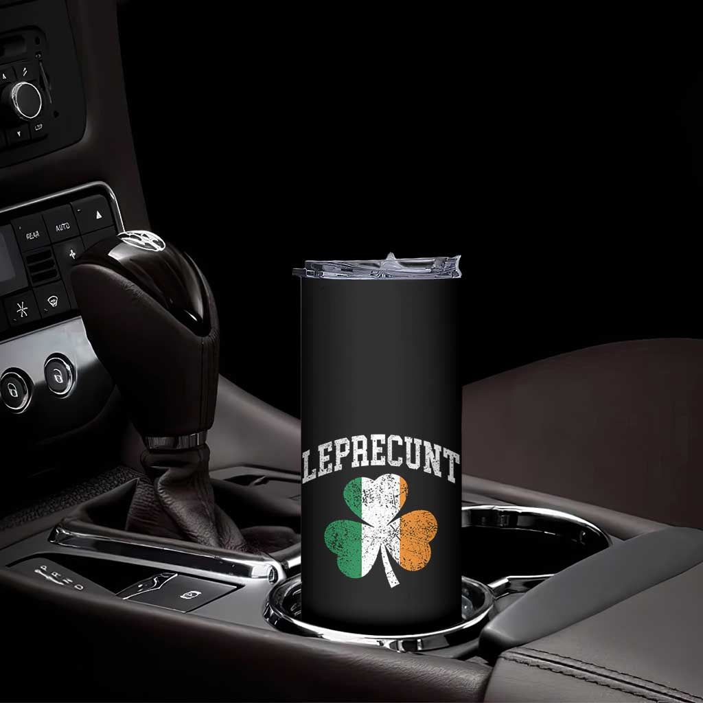 Funny Leprecunt St Patricks Day Skinny Tumbler Vintage Irish Shamrock Adult Humor
