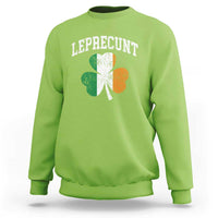 Funny Leprecunt St Patricks Day Sweatshirt Vintage Irish Shamrock Adult Humor