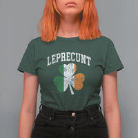 Funny Leprecunt St Patricks Day T Shirt For Women Vintage Irish Shamrock Adult Humor