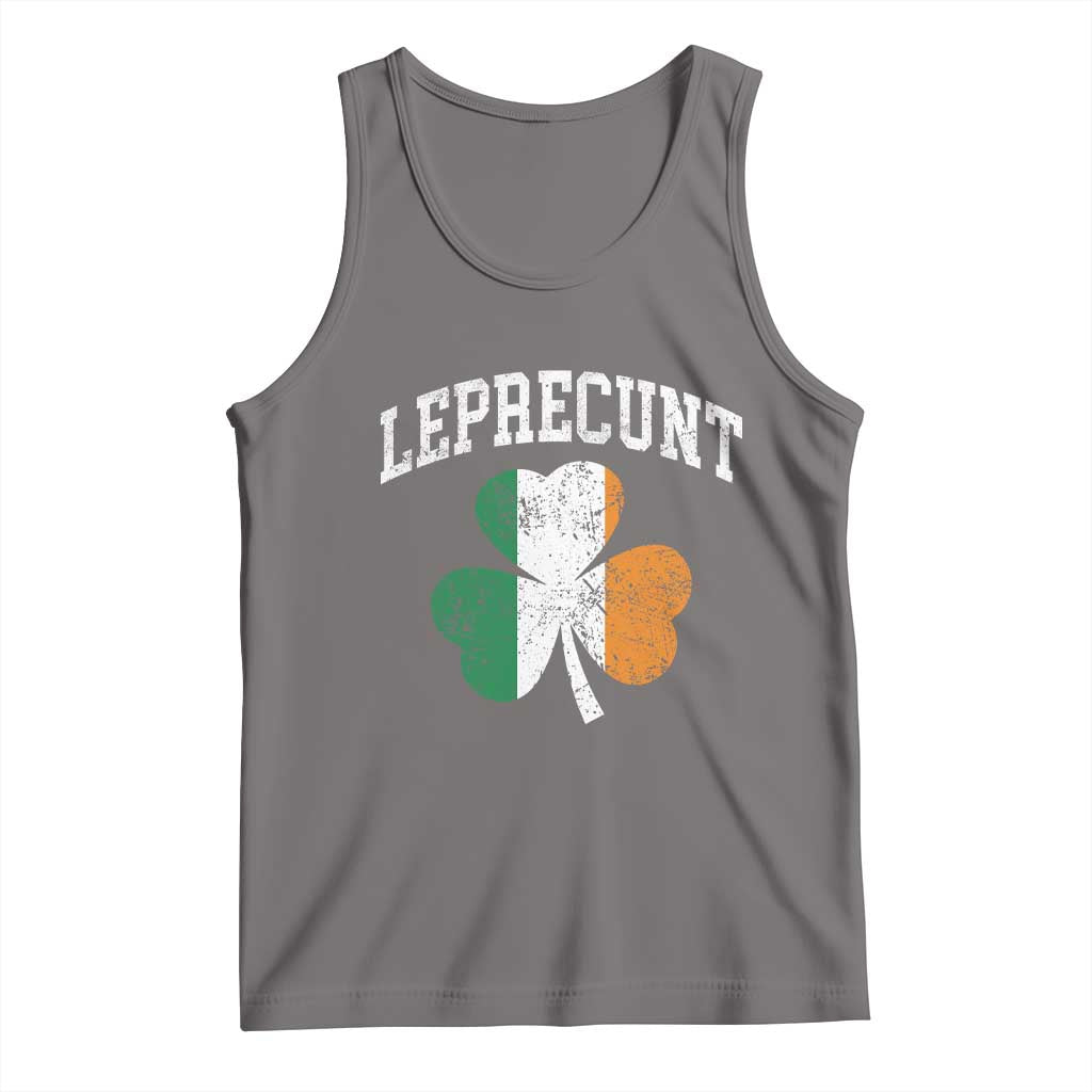 Funny Leprecunt St Patricks Day Tank Top Vintage Irish Shamrock Adult Humor