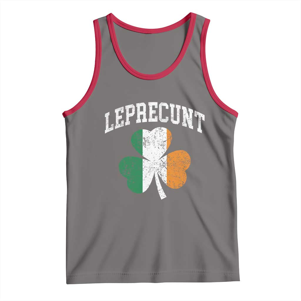 Funny Leprecunt St Patricks Day Tank Top Vintage Irish Shamrock Adult Humor