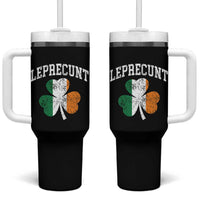 Funny Leprecunt St Patricks Day Tumbler With Handle Vintage Irish Shamrock Adult Humor