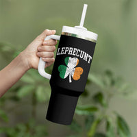 Funny Leprecunt St Patricks Day Tumbler With Handle Vintage Irish Shamrock Adult Humor