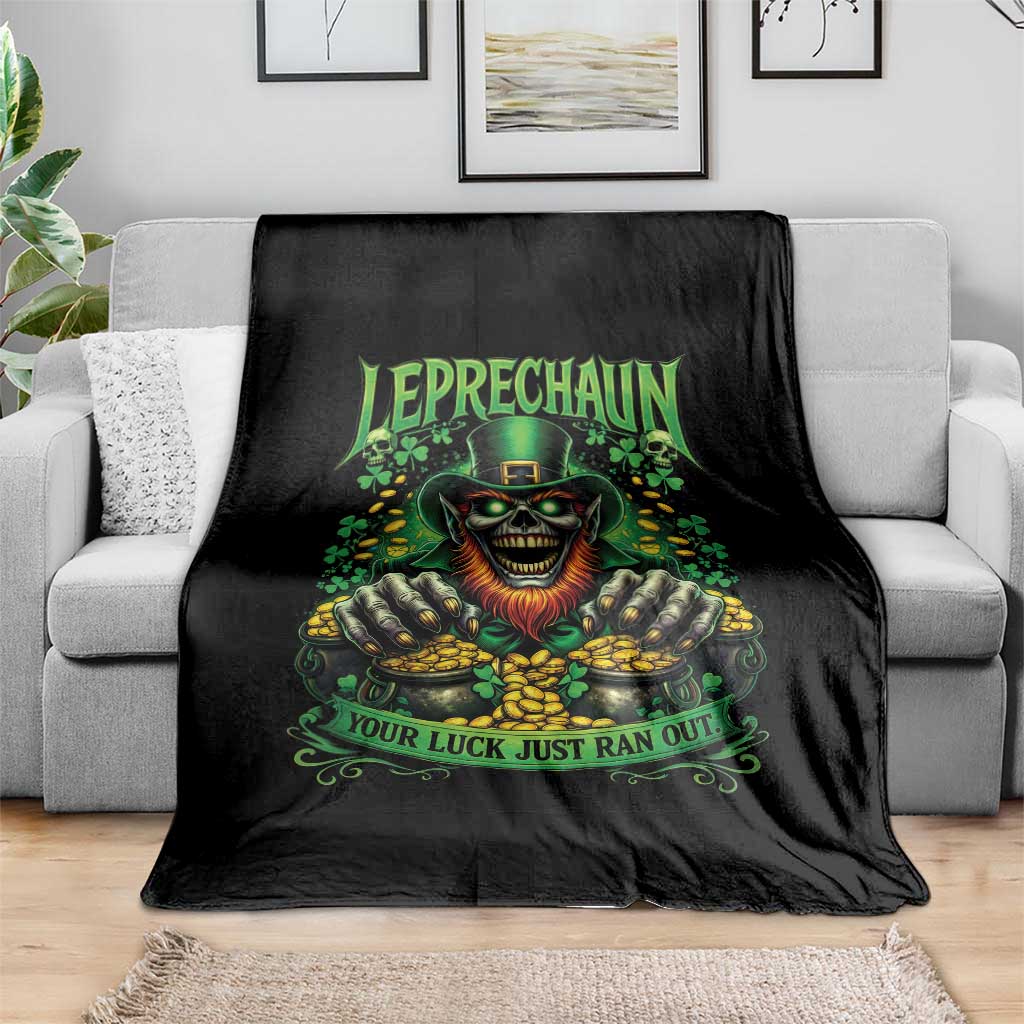 St Patricks Day Horror Leprechaun Throw Blanket Your Luck Just Ran Out Creepy St Pattys Day