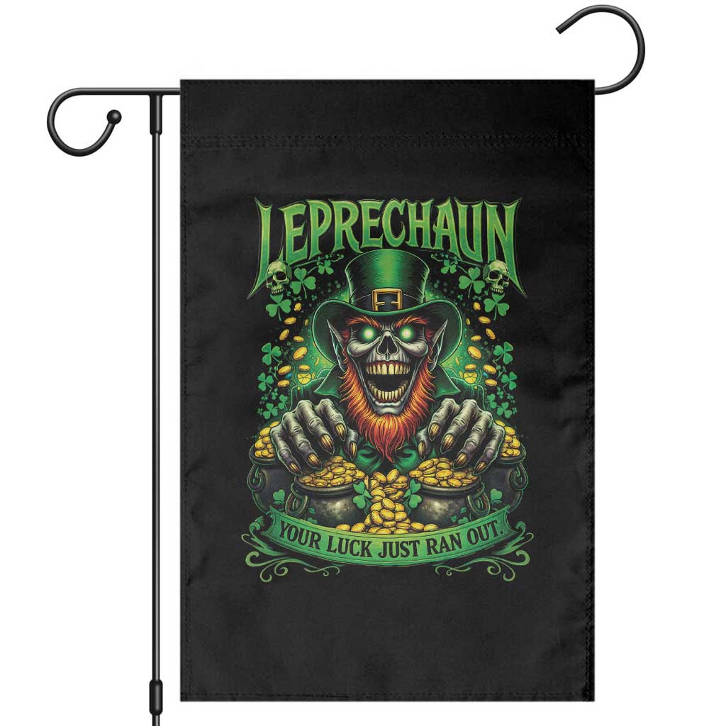 St Patricks Day Horror Leprechaun Garden Flag Your Luck Just Ran Out Creepy St Pattys Day