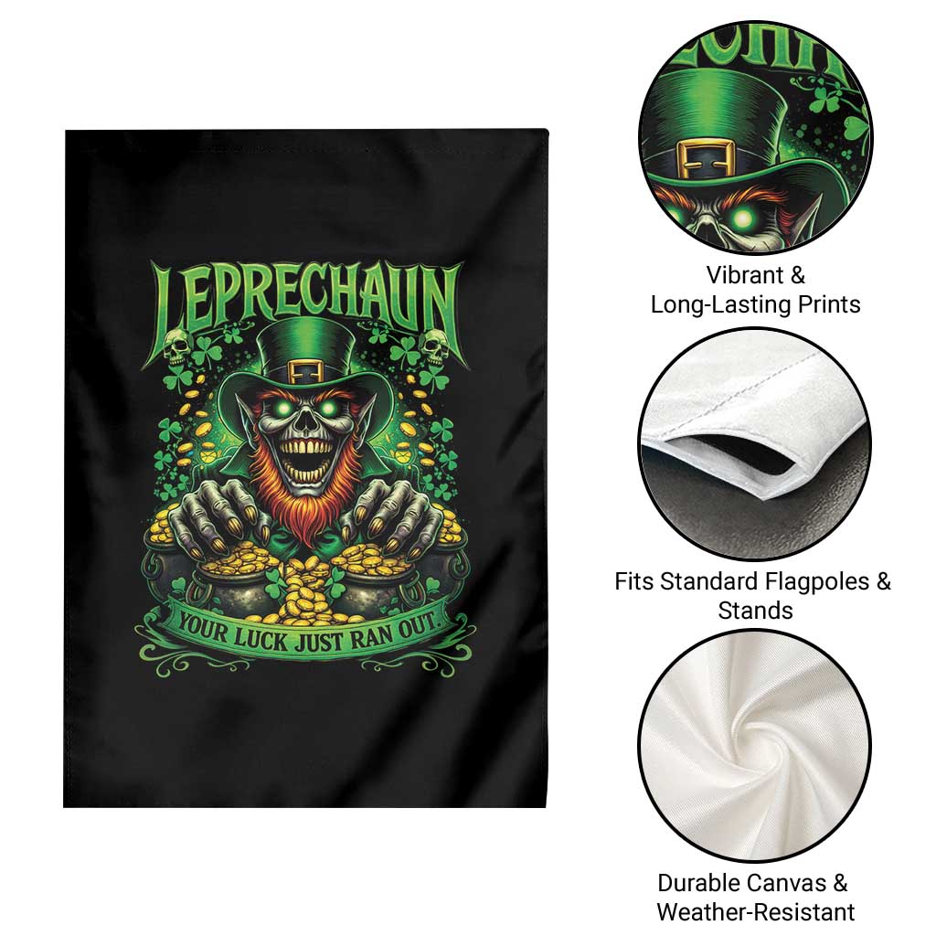 St Patricks Day Horror Leprechaun Garden Flag Your Luck Just Ran Out Creepy St Pattys Day