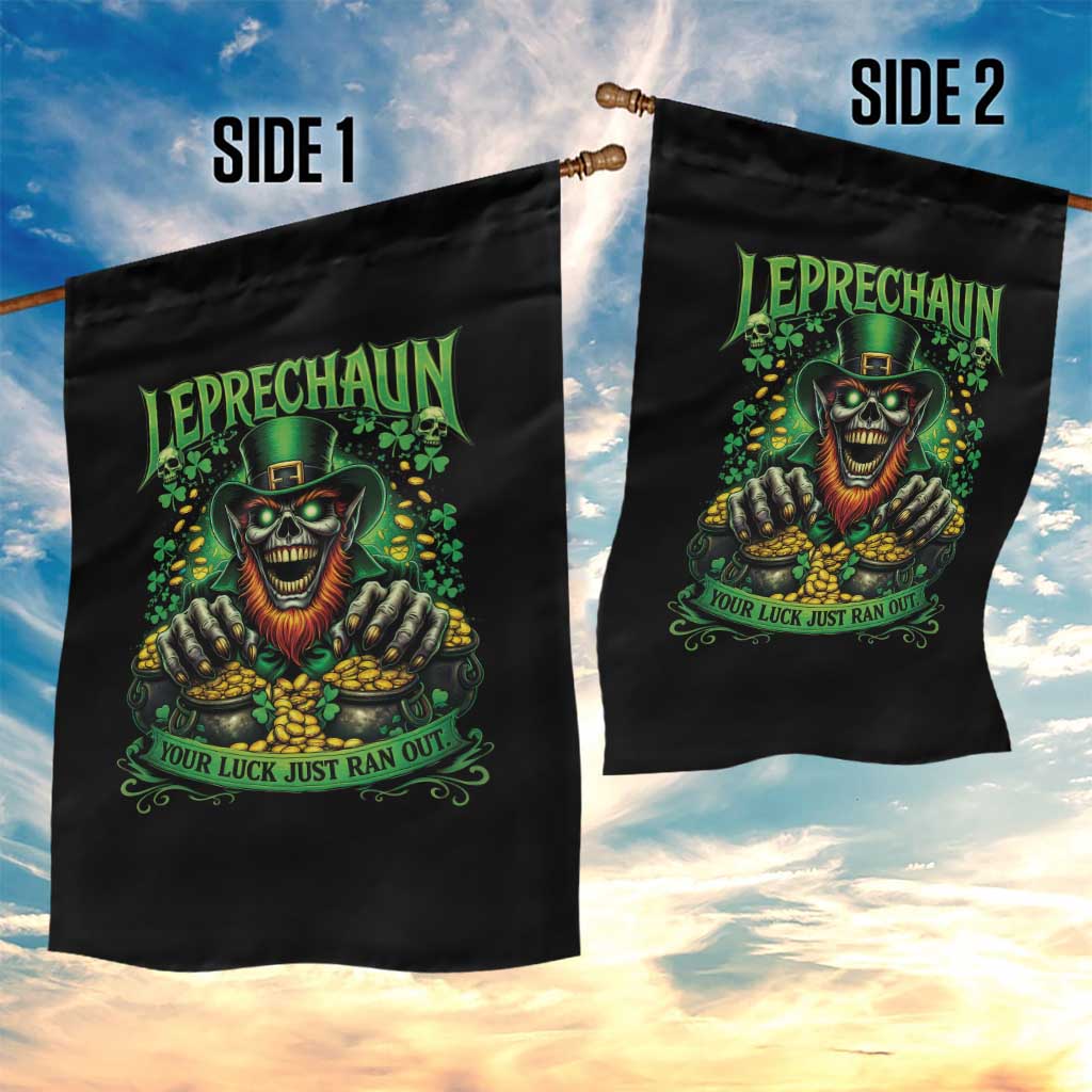 St Patricks Day Horror Leprechaun Garden Flag Your Luck Just Ran Out Creepy St Pattys Day