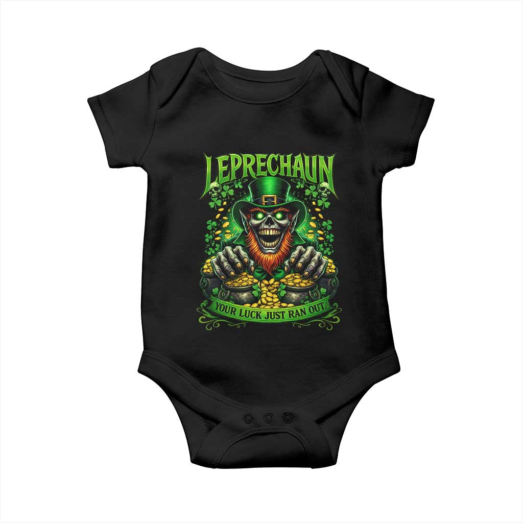 St Patricks Day Horror Leprechaun Baby Onesie Your Luck Just Ran Out Creepy St Pattys Day