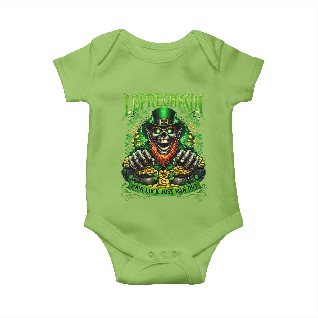 St Patricks Day Horror Leprechaun Baby Onesie Your Luck Just Ran Out Creepy St Pattys Day